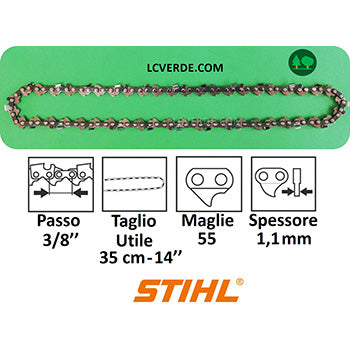 Catena Motosega Stihl 50 maglie 3/8P passo 1,1 spessore ricambi LCVERDE.com 36990000050