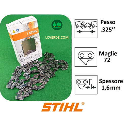 Catena motosega Stihl passo .325" maglie 72 spessore 1,6 mm ricambi accessori LCVERDE.com