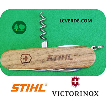 Coltellino Svizzero Tascabile Legno Multifunzione Cavatappi Victorinox Stihl accessori LCVERDE.com 04201600000
