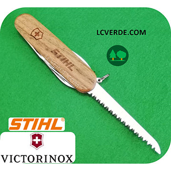 Coltellino Svizzero Tascabile Legno Multifunzione Seghetto Victorinox Stihl accessori LCVERDE.com 04201600000