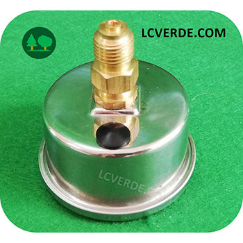 Manometro Inox Glicerina Bar 0-16 Attacco Posteriore 1.8 Diametro 40 Aria Compressa Pneumatica Compressore ricambi LCVERDE.com