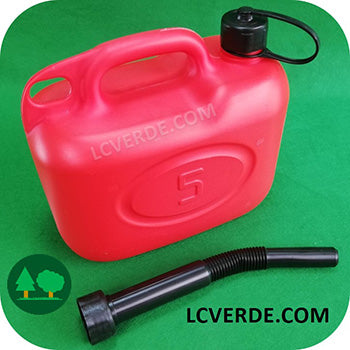 Tanica 5 lt Litri Carburante Trasporto Miscela Benzina Gasolio Olio Lubrificanti Beccuccio Flessibile Omologata accessori LCVERDE.com sconto