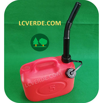 Tanica 5 lt Litri Carburante Trasporto Miscela Benzina Gasolio Olio Lubrificanti Beccuccio Flessibile Omologata accessori LCVERDE.com promozione