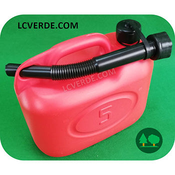 Tanica 5 lt Carburante Trasporto Miscela Benzina Gasolio Olio Lubrificanti Beccuccio Flessibile Omologata accessorio LCVERDE.com sconto promozione