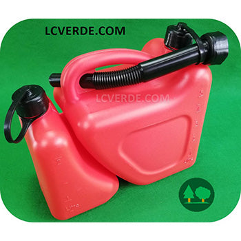 Tanica Doppia Combinata 5 litri 2 Litri Carburante Trasporto Miscela Benzina Gasolio Olio Lubrificanti Beccuccio Flessibile Omologata accessori LCVERDE.com sconto promozione