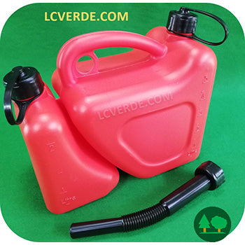 Tanica Doppia Combinata 5 litri 2 Litri Carburante Trasporto Miscela Benzina Gasolio Olio Lubrificanti Beccuccio Flessibile Omologata accessorio LCVERDE.com