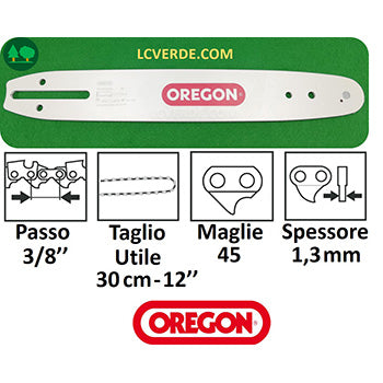 Barra Spranga Oregon 30 cm Motosega OleoMac Efco Shindaiwa Active Ibea Echo Husqvarna Jonsered Makita Dolmar Zenoah Alpina Castor ricambi LCVERDE.com 120SDEA041