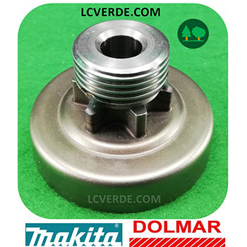 Campana Pignone Rocchetto Ingranaggio Vite Senfa Fine Girante Motosega Makita EA3100 EA3110 Dolmar PS310 PS311 ricambi LCVERDE.com 6 denti spare part