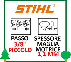 Catena Motosega Potatore 3.8 Spessore 1,1 mm Stihl ricambi LCVERDE.com batteria scoppio