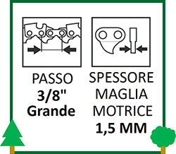 Catena Motosega Passo 3.8 Grande Spessore 1.5 ricambi LCVERDE.com Oregon Stihl Carlton OleoMac Efco BlueBird Echo Shindaiwa