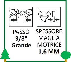 Catena Motosega Passo 3.8 Grande Spessore 1.6 ricambi LCVERDE.com Oregon Stihl Carlton OleoMac Efco BlueBird Echo Shindaiwa