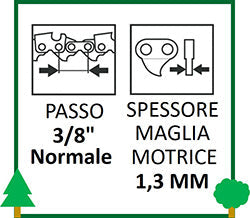 Catena Motosega Passo 3.8 Normale Piccola Spessore 1.3 ricambi LCVERDE.com Oregon Stihl Carlton OleoMac Efco BlueBird Echo Shindaiwa