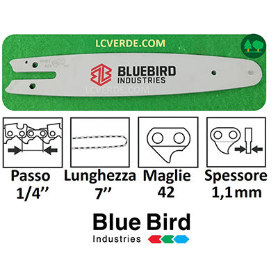 Barra Spranga 7 Pollici Potatore Elettronico Motosega Elettronica Batteria Blue Bird CS22-07 ricambio LCVERDE.com