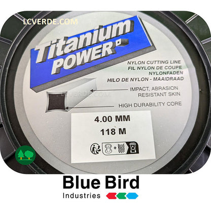Blue Bird Bobina Filo Titanium Power Testina Decespugliatore Quadro 4 mm 118 mt accessorio LCVERDE.com sflacio taglio erba Quadrato 548020