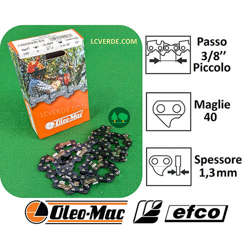 Catena Motosega Oleo Mac Efco passo 3.8 Piccolo maglie 40 spessore 1.3 ricambio LCVERDE.com 30629012C