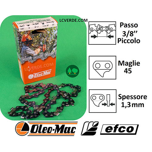 Catena Motosega Oleo Mac Efco passo 3.8 Piccolo maglie 45 spessore 1.3 ricambio LCVERDE.com