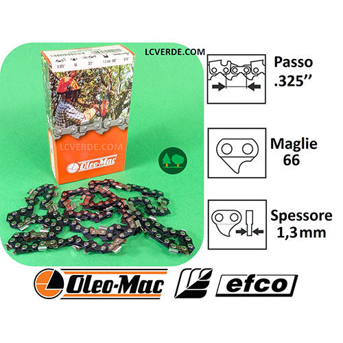 Catena Motosega Oleo Mac Efco passo 325 maglie 66 spessore 1.3 ricambio LCVERDE.com