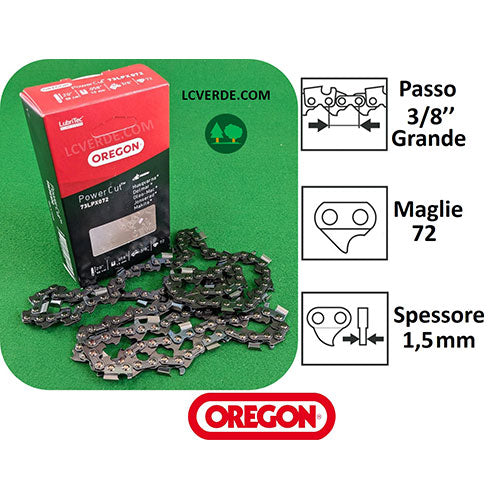 Catena Motosega Oregon passo 3.8 Piccolo maglie 72 spessore 1.5 ricambio LCVERDE.com 73LPX072