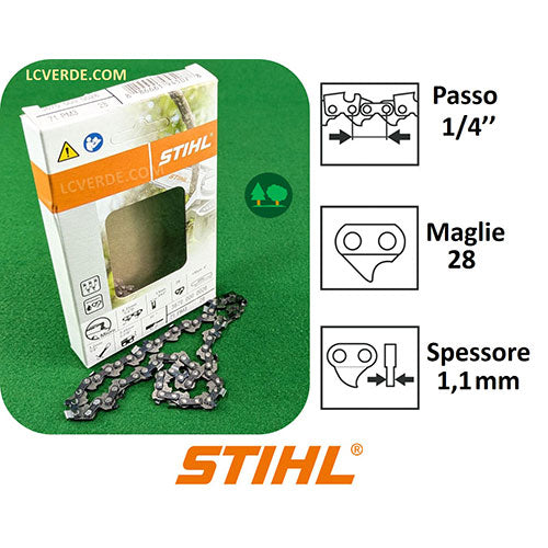 Catena Motosega Potatore Batteria GTA Stihl 28 maglie 1/4" passo 1,1 mm spessore ricambi LCVERDE.com 36700000028