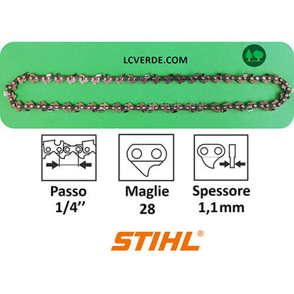 Catena Motosega Potatore Batteria GTA Stihl 28 maglie 1.4 passo 1,1 spessore ricambi LCVERDE.com 36700000028