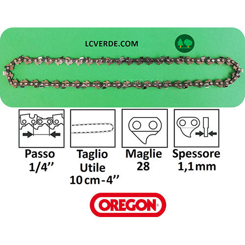 Catena Oregon Motosega 28 maglie 1/4" passo 1,1 spessore ricambi LCVERDE.com 24AP028