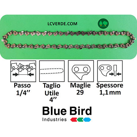 Catena motosega Blue Bird passo 1.4 spessore 1.1 maglie 29 ricambi accessori LCVERDE.com CS22-04