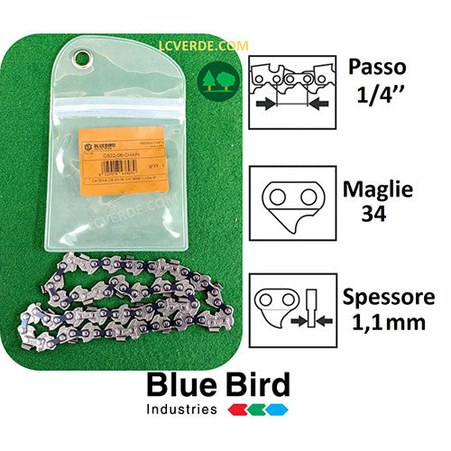 Catena motosega Blue Bird passo 1/4" maglie 34 spessore 1,1 mm ricambi accessori LCVERDE.com CS22-06