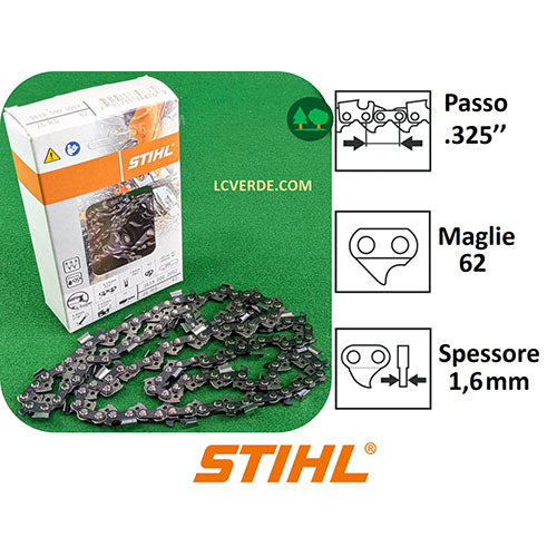 Catena motosega Stihl passo .325" spessore 1,6 mm maglie 72 ricambi accessori LCVERDE.com
