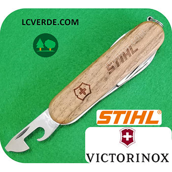 Coltellino Svizzero Tascabile Legno Multifunzione Apribottiglie Victorinox Stihl accessori LCVERDE.com 04201600000