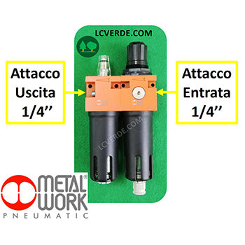 Gruppo Filtro Regolatore Lubrificatore Aria Compressa Pneumatica Metal Work Attaccio 1/4