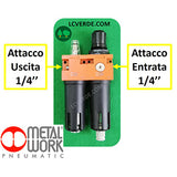 Gruppo Filtro Regolatore Lubrificatore Aria Compressa Pneumatica Metal Work Attaccio 1/4" ricambio LCVERDE.com