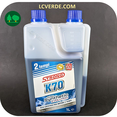 Lubrificazione Olio Miscela Motore 2 Tempi Strong K70 Super Synthetic Evolution 1 litro con Dosatore  motosega decespugliatore tagliasiepe soffiatore atomizzatore motocicli scooter go kart LCVERDE.com