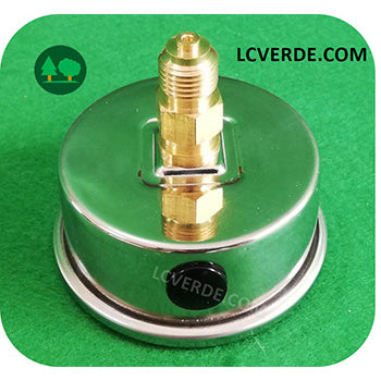 Manometro Inox Glicerina Bar 0-25 Attacco Posteriore 1.4 Diametro 63 Aria Compressa Pneumatica ricambio LCVERDE.com compressore gruppo frl