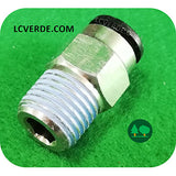 Raccordo Dritto Aria Compressa Pneumatico Compressore Filettato Maschio 1/4" tubo 6x8 mm ricambi LCVERDE.com