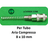 Raccordo Giunto Universale Femmina con Molla Tubo Aria Compressa 8 x 10 mm Compressore ricambio LCVERDE.com