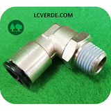 Raccordo Gomito Girevole Aria Compressa Pneumatico Compressore Filettato Maschio 1/4" tubo 8x10 mm ricambio LCVERDE.com