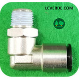 Raccordo Gomito Girevole Aria Compressa Pneumatico Compressore Filettato Maschio 1/4" tubo 8x10 mm ricambi LCVERDE.com