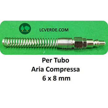 Raccordo Innesto Italia Maschio con Molla Tubo Aria Compressa 6 x 8 mm Compressore ricambio LCVERDE.com