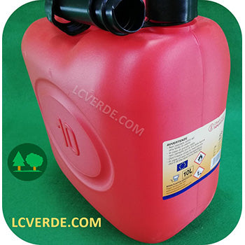 Tanica 10 lt Litri Carburante Trasporto Miscela Benzina Gasolio Olio Lubrificanti Beccuccio Flessibile Omologata accessori LCVERDE.com promozione