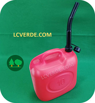 Tanica 10 lt Litri Carburante Trasporto Miscela Benzina Gasolio Olio Lubrificanti Beccuccio Flessibile Omologata accessori LCVERDE.com sconto