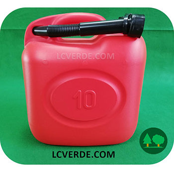 Tanica 10 lt Litri Carburante Trasporto Miscela Benzina Gasolio Olio Lubrificanti Beccuccio Flessibile Omologata accessori LCVERDE.com