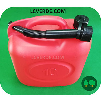 Tanica 10 Litri Carburante Trasporto Miscela Benzina Gasolio Olio Lubrificanti Beccuccio Flessibile Omologata accessori LCVERDE.com promozione