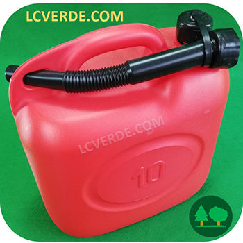 Tanica 10 lt Carburante Trasporto Miscela Benzina Gasolio Olio Lubrificanti Beccuccio Flessibile Omologata accessori LCVERDE.com