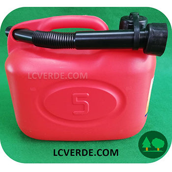 Tanica 5 lt Litri Carburante Trasporto Miscela Benzina Gasolio Olio Lubrificanti Beccuccio Flessibile Omologata accessori LCVERDE.com