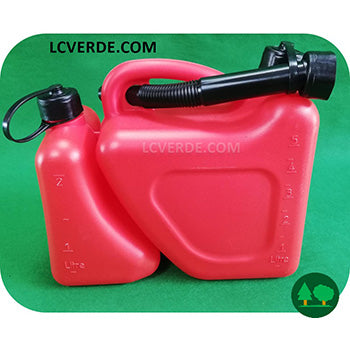 Tanica Doppia Combinata 5 litri 2 Litri Carburante Trasporto Miscela Benzina Gasolio Olio Lubrificanti Beccuccio Flessibile Omologata accessori LCVERDE.com