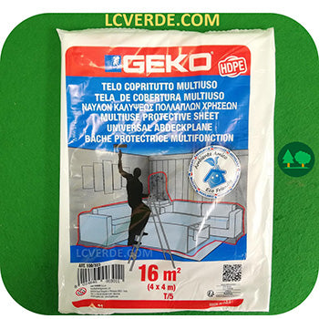 Telo Telone Plastica Copritutto Multiuso Polietilene 4x4 100 gr Teli Copertura Stanza Mobili Finestre Porte Arredamento per Casa Fai da Te Bricolage Edilizia Imbiancare LCVERDE.com