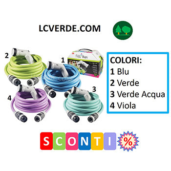 Tubo Giardino Irrigazione Innaffio Piante Alberi Fiori allungabile estensibile fino 15 metri Set Fitt Ikon raccordi pistola accessori LCVERDE.com 59983