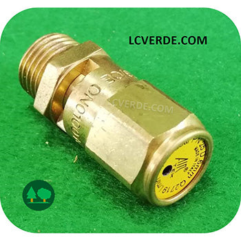 Valvola di sicurezza aria compressa tarata 11 Bar attacco maschio 3/8 Valvola di sicurezza aria compressa tarata 11 Bar attacco maschio 3/8