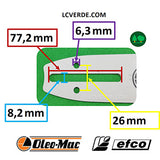 Barra Spranga 25 cm Motosega OleoMac GS260 GST250 Efco MT2600 MTT2500 Maglie 40 Passo 3.8 ricambio LCVERDE.com 50160098r Oregon spare part