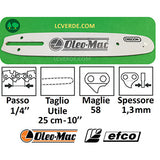 Barra Spranga 25 cm Motosega OleoMac GST250 Efco MTT2500 Maglie 58 Passo 1.4 ricambio LCVERDE.com 50290032r Oregon